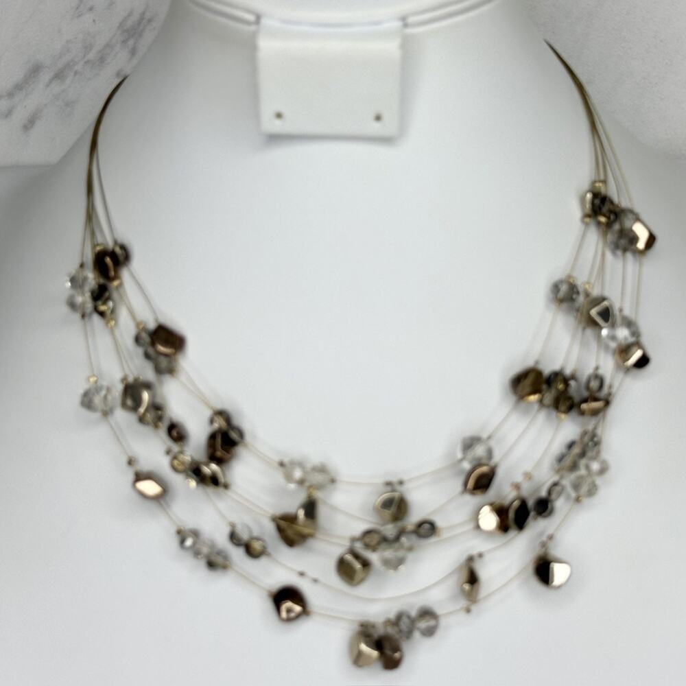 Chico's Multi Strand Floating Beaded Gold Necklace ✨